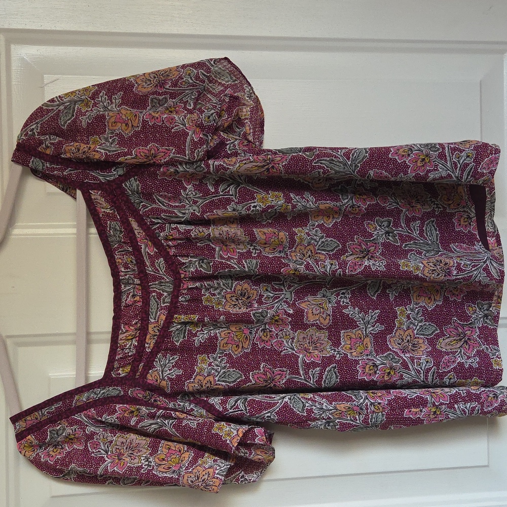 LOFT Floral Blouse - Burgundy Med